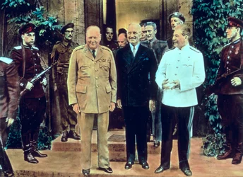 Winston Churchill, President Truman, and Joseph Stalin at the Potsdam Conference, July 1945